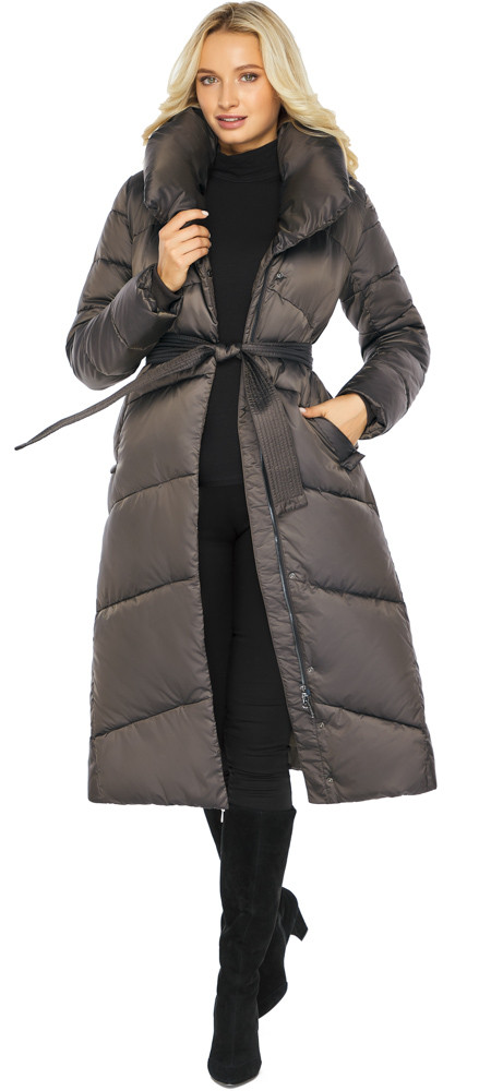 Капучинова куртка жіноча з брендовою фурнітурою модель 47260 (ОСТАЛСЯ ТОЛЬКО 50(L), фото 1