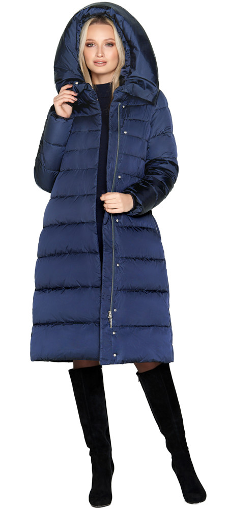 Брендова синя куртка жіноча тепла модель 31515 р - 40 42 44