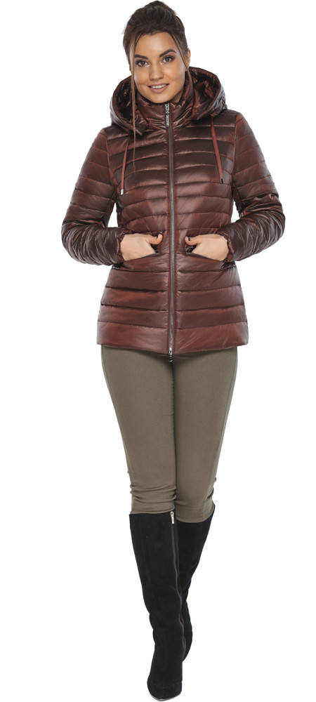 Куртка комфортна каштанова жіноча модель 63045 42 (2XS)