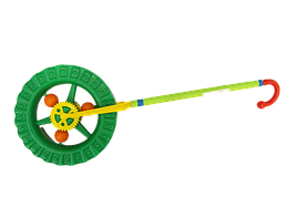 Універсальна пластикова каталка колесо для прогулянок з ручкою колесо -трещалка Зелена