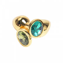 Анальний корок 3,5 см середній золотий з каменем Anni M Gold Crystal Plug, фото 5
