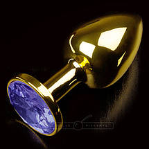 Анальний корок 3,5 см середній золотий з каменем Anni M Gold Crystal Plug, фото 2