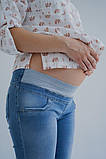 Сіро-блакитні джинси для вагітних з еластичного деніму з бандажною резинкою під животик, 5191461, фото 3