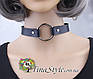 Чокер шкіряний круг заклепки нашийник Підвісок камінь кристал чорний колір стрічка Ретро Готичний Choker, фото 2