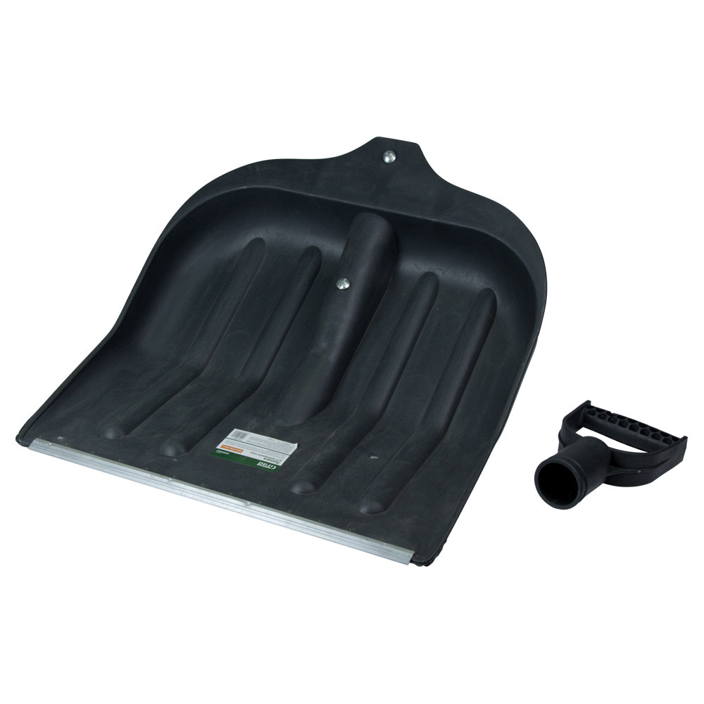 Лопата для прибирання снігу пластикова з алюмінієвою планкою 440×460×10 мм (чорна) GRAD (5049415), фото 1