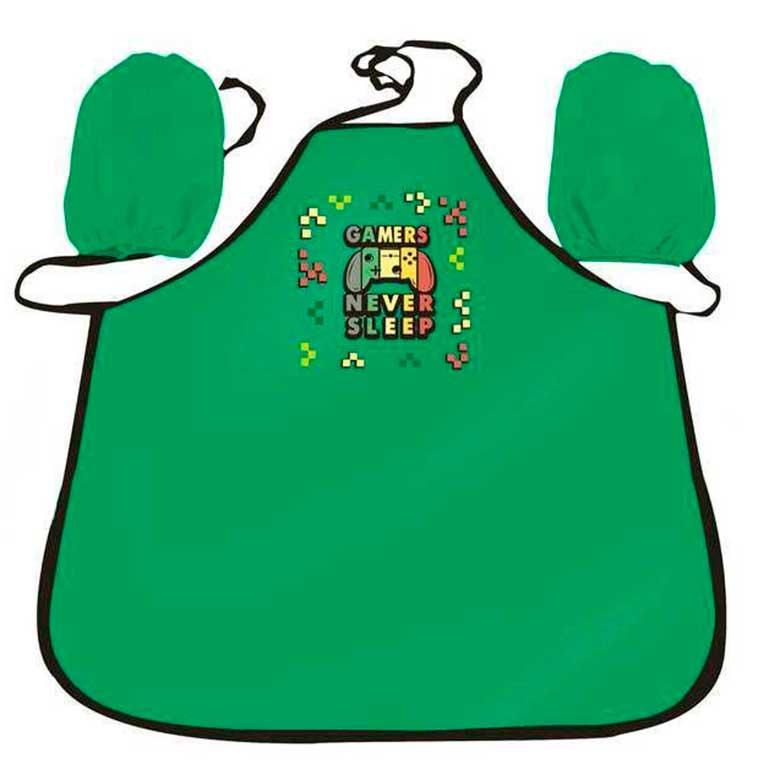 Фартук для художника Kidis 14063 з нарукавниками дитячий, 34,5*50см Gamers Never Sleep, фото 1