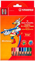 Карандаши цветные, набор 12шт Stabilo Trio + точилка 290215