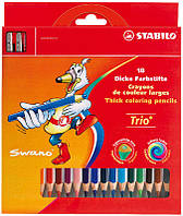 Карандаши цветные, набор 18шт Stabilo Trio + точилка 290216