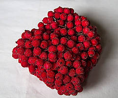 Калина цукрова для рукоділля Ø12 мм, 40 ягід (20 двосторонніх дротів) Колір червоний