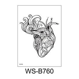 Флеш Тату. 21*15 См. Тимчасова, Перевідна. Серце, Біомеханіка, Wsb-760 (S), Ч/Б