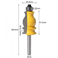 Фреза кромочно фигурная с нижним подшипником Ø25.4 мм (хвостовик 6 мм)