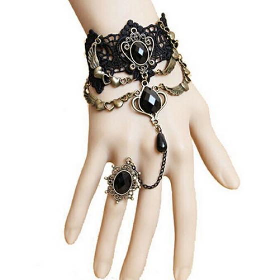 Жіночий мереживний браслет з кільцем на палець 13*6 см [4B.24.4.51] Fashion Jewelry