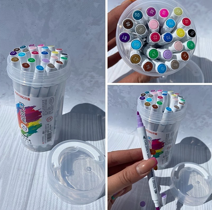 Набір тонких двосторонніх скетчмаркеров 24 кольору, фото 1