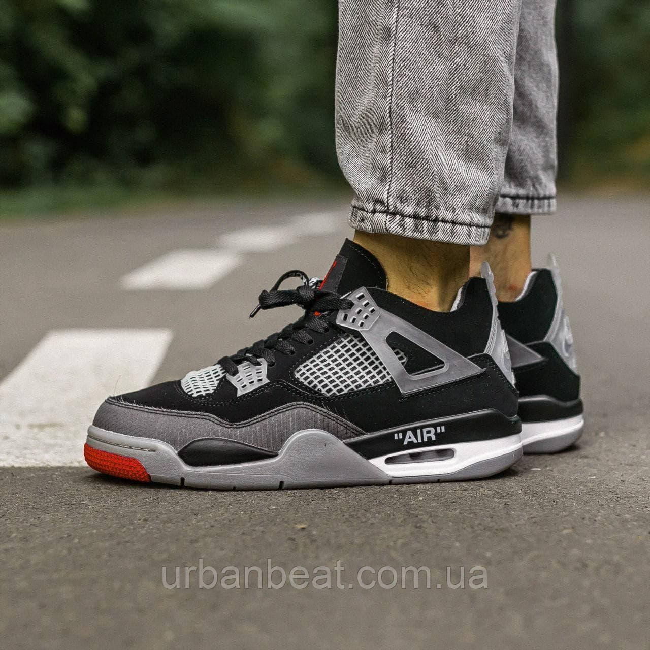 Чоловічі баскетбольні кросівки Jordan 4 Retro x Off White "Bred", фото 1