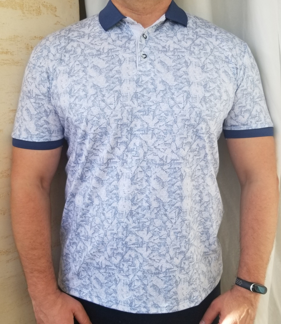 Мужская футболка синий цвет с воротником. Тонкая.Хорошего качества ...