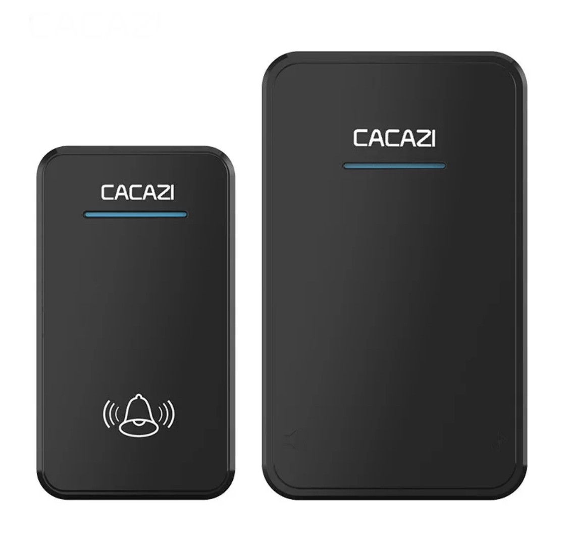 Бездротовий дверний радіодзвінок Cacazi A8 На батарейках Чорний
