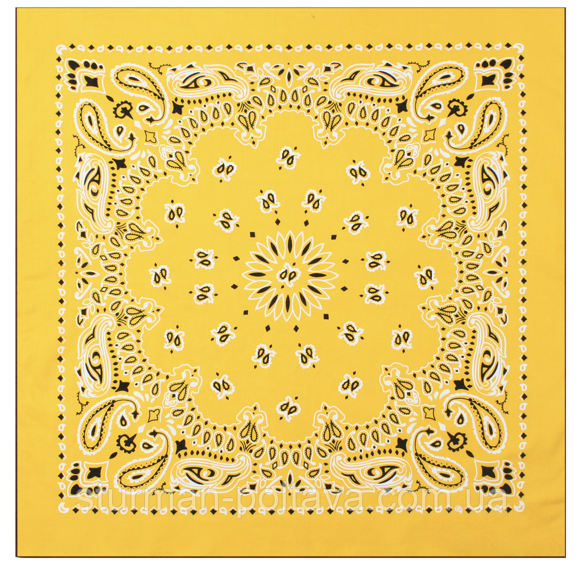 Бандана велика жовта з класичним малюнком TRAINMEN BANDANAS 70х70 см