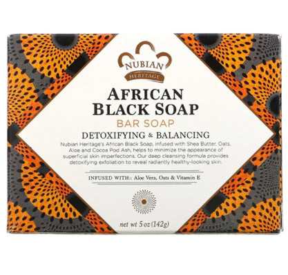 Африканське чорне мило тверде Nubian Heritage, African Black Soap, Bar Soap, детокс і догляд, 142 г