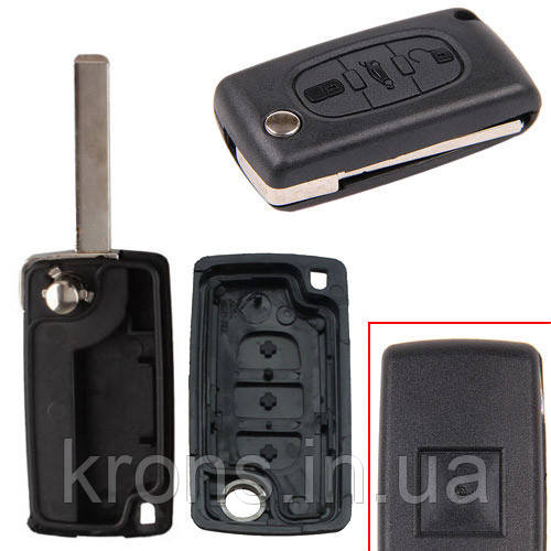 Викидний ключ, корпус під чіп, 3кн, Peugeot, ніша CE0523, HU83