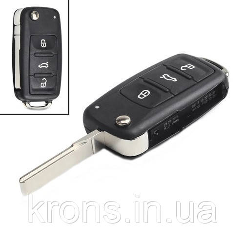 Викидний ключ, корпус під чіп, 3кн, Volkswagen, HU66