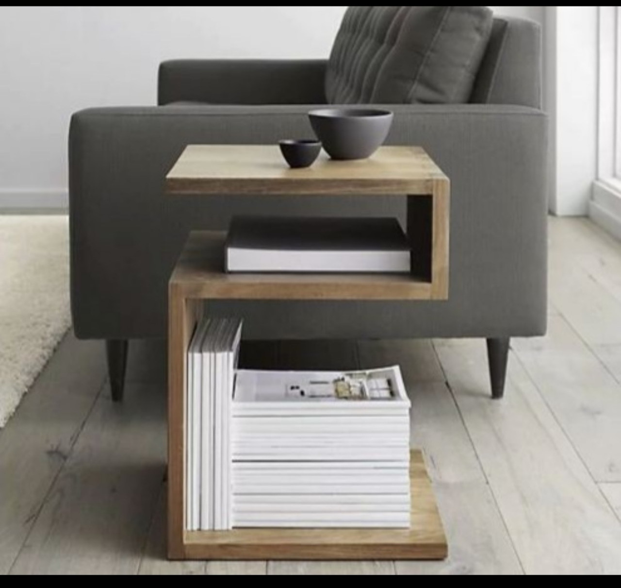 Підкатний столик до дивану, натуральне дерево дуб 650х300х400 мм, фото 1