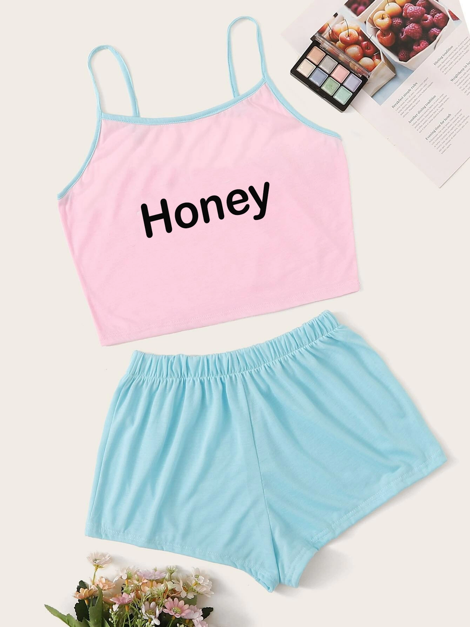 Костюм двійка топ і шорти принт Honey