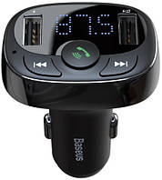 FM-трансмиттер Baseus T-Typed MP3 Car Charger S-09A Black 2xUSB 3.4A дисплей, Bluetooth SD/TF ( CCTM-01 )