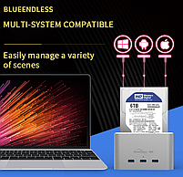 Док станція Blueendless HD01 HUB для HDD, SSD 2.5" 3.5" SATA III, USB 3.0 USB HUB, фото 7