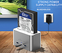 Док станція Blueendless HD01 HUB для HDD, SSD 2.5" 3.5" SATA III, USB 3.0 USB HUB, фото 5
