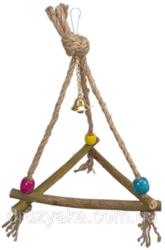 Іграшка Трикутник для папуг зі дзвіночком 25 см