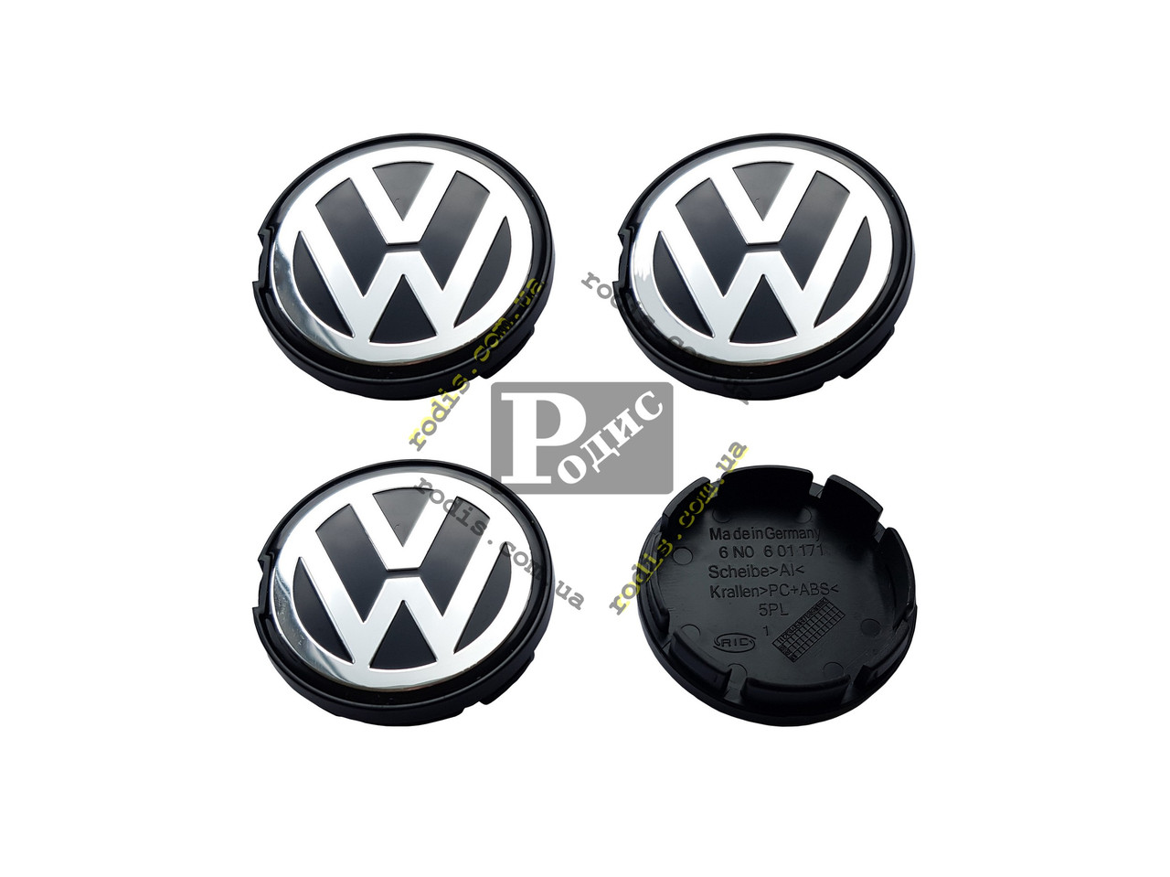Ковпачки на диски Volkswagen Ø 55-52 (6N0 601 171) — Заглушки для дисків Фольксваген, фото 1