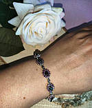 Срібний браслет із натуральними чорними опалами та родоліт гранатами, фото 9