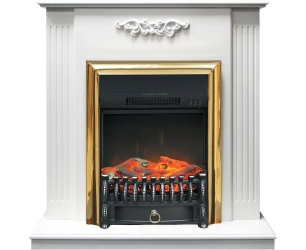 Підлоговий каминокомплект Fireplace Бельгія Білий дуб ефект мерехтливих дров зі звуком і обігрівом