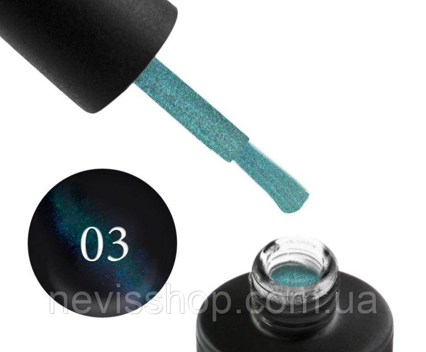 Гель-лак Couture Colour Galaxy Touch Cat Eye GT 03 смарагдово-зелений відблиск, 9 мл