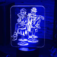Акриловый светильник-ночник Дазай Чуя (Dazai and Chuuya) синий tty-n000624