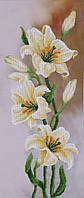 Набор для вышивки бисером "Белые лилии" букет,цветы,небо,пейзаж,сад,частичная выкладка,Чехия,30x70 см