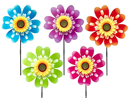 Вітрячок Квітка 36см,5 кольорів №V2105(200) КІ