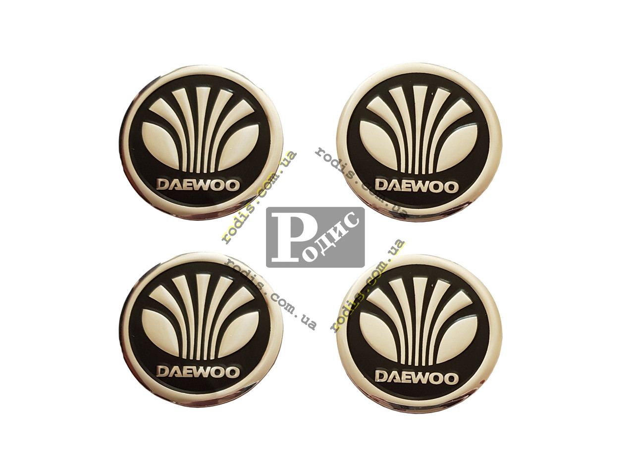 Наклейки для ковпачків на диски Daewoo чорні (60 мм) — Наклейки на ковпачки для дисків Део, фото 1