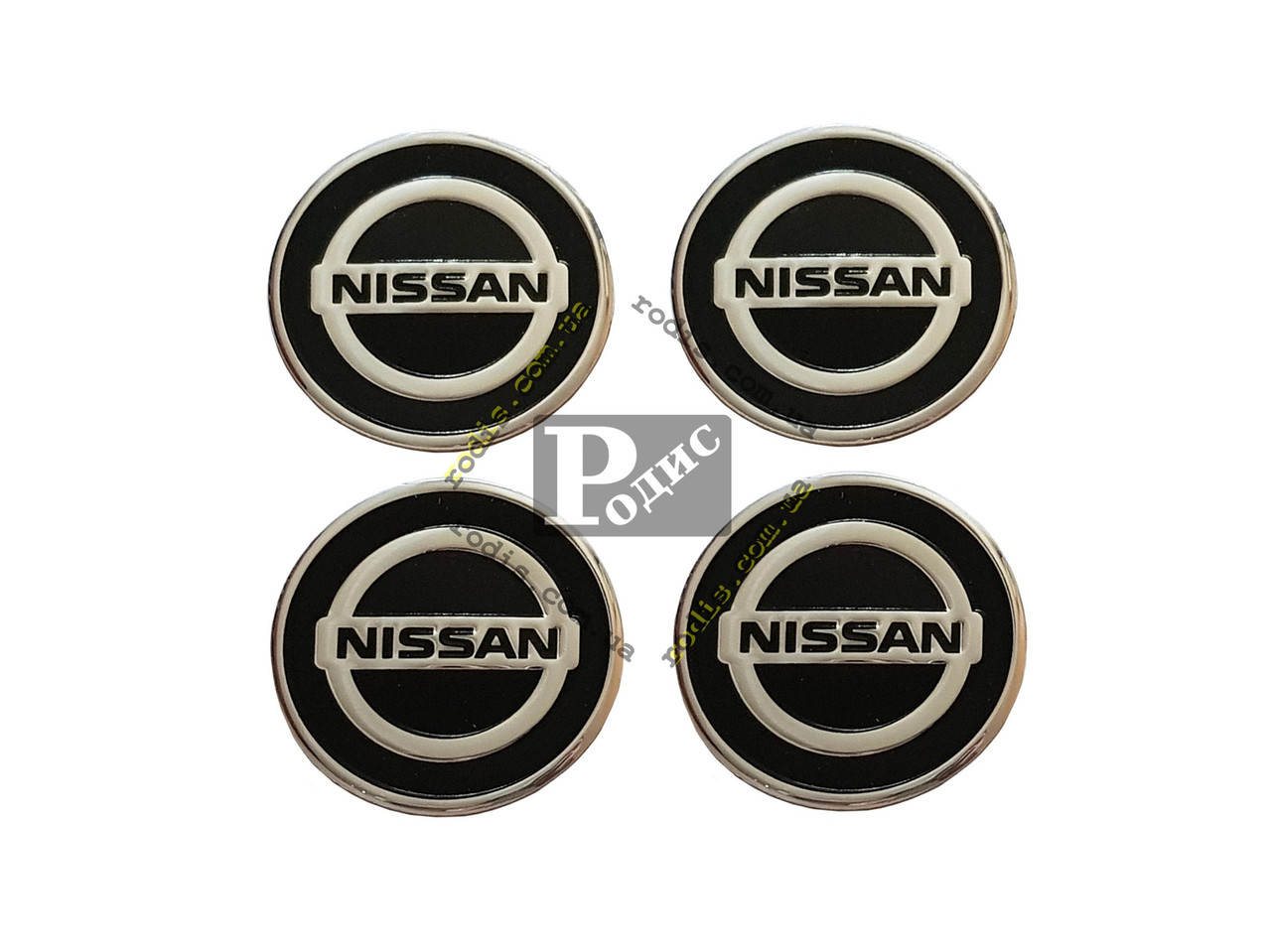 Наклейки для ковпачків на диски Nissan чорні (60 мм) — Наклейки на ковпачки для дисків Ніссан