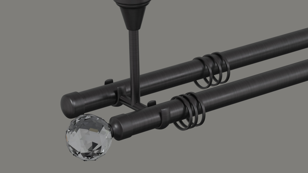 Карниз для штор дворядний металевий 19 мм стельовий, Шар Кристал Маренго, фото 1