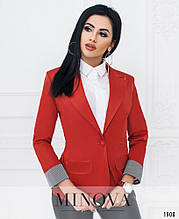 Жіночий стильний піджак No1001-Кірпічно-Червоний.Розміри 42, 44,46, 48, 50