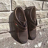 Туфлі для хлопчиків коричневі на липучці з напиленням на носку, фото 2