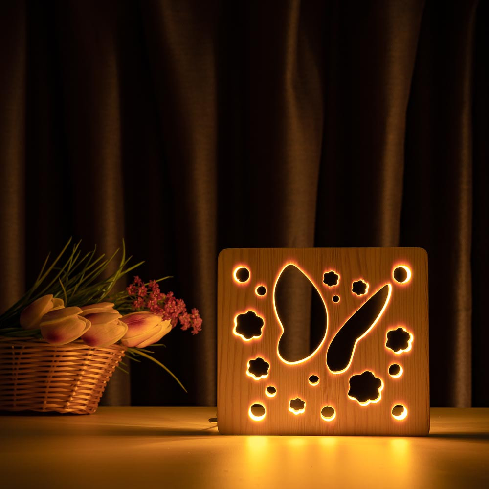 Світильник нічник із дерева ArtEcoLight #17/1 LED "Метелик" з пультом і регулюванням, теплий білий