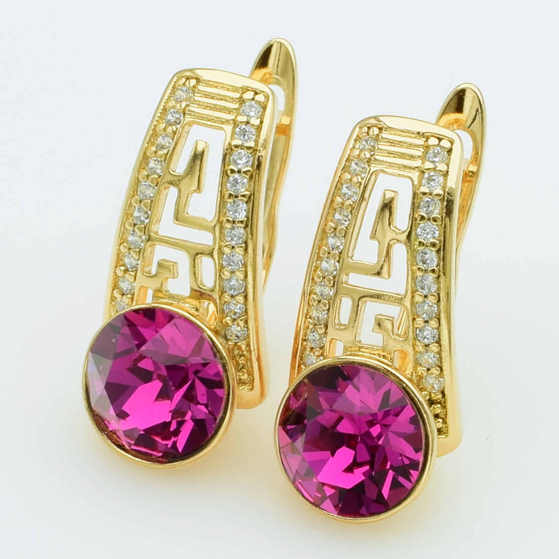 XUPING Серьги Позолота 18к Камни Swarovski Высота 1.9см, Ширина 0.9см