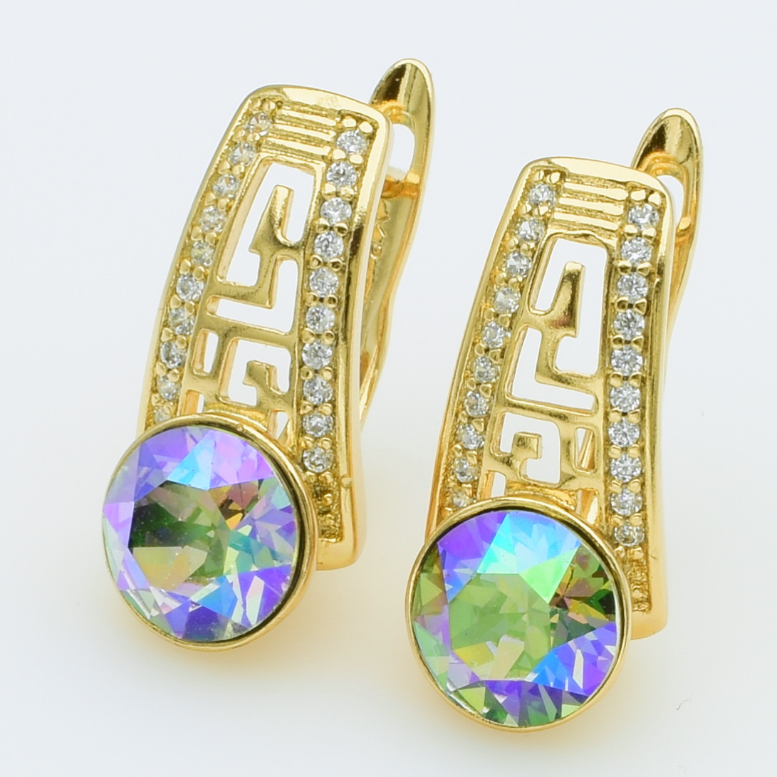 XUPING Сережки Позолота 18к Камені Swarovski, Висота 1.9см, Ширина 0.9см