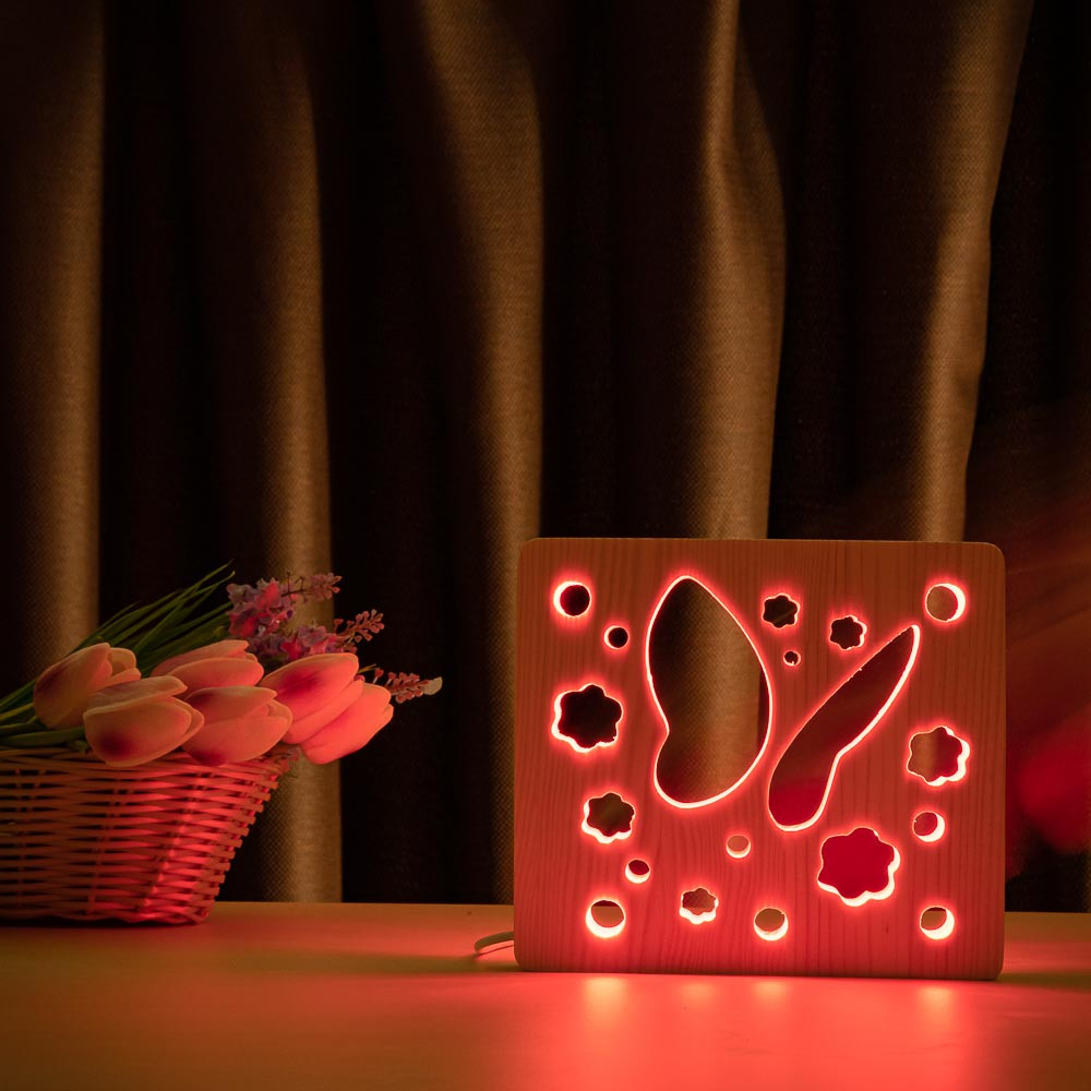 Світильник нічник із дерева ArtEcoLight #17/2 LED "Метелик" з пультом і регулюванням, RGB, фото 1