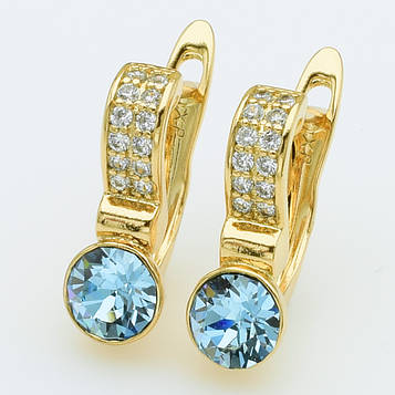 XUPING Сережки Позолота 18к Камені Swarovski, Висота 1.6см, Ширина 0.6см