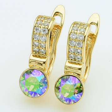 XUPING Сережки Позолота 18к Камені Swarovski, Висота 1.6см, Ширина 0.6см