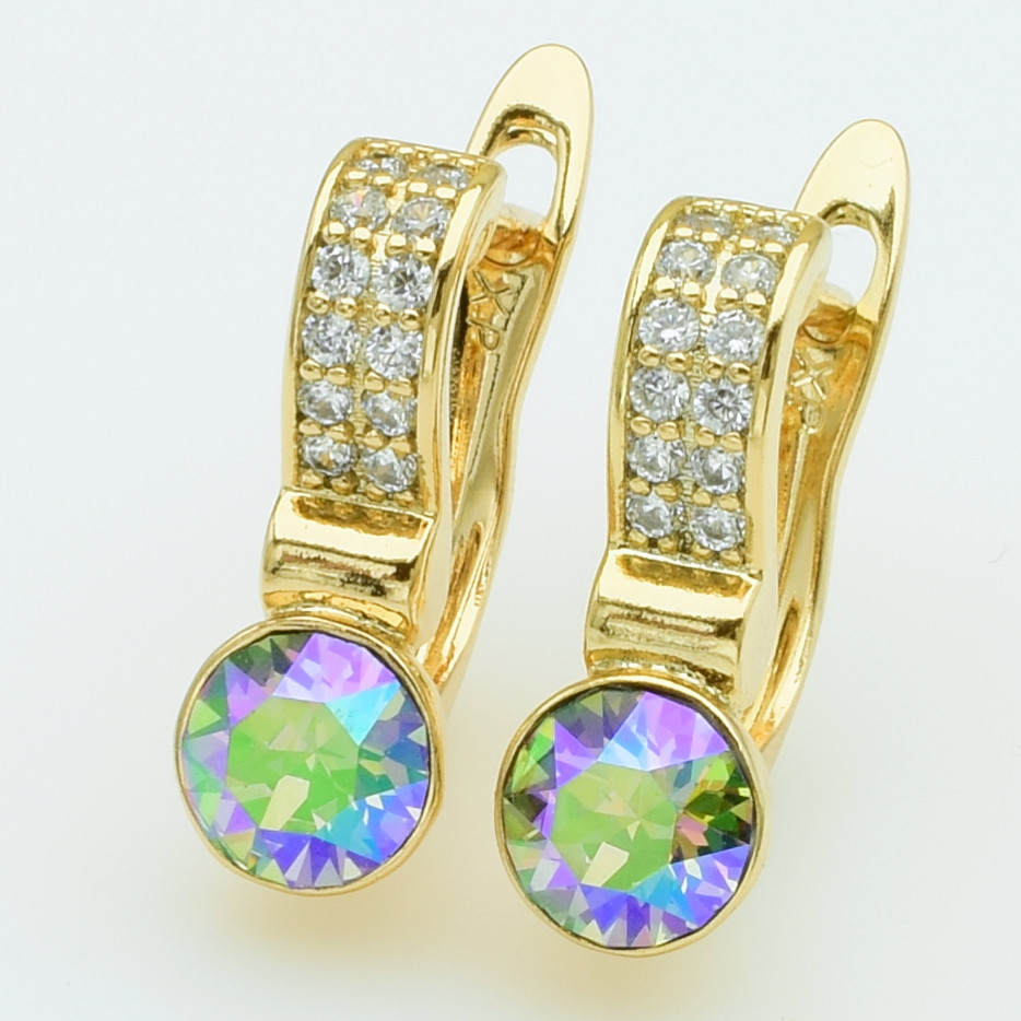 XUPING Сережки Позолота 18к Камені Swarovski, Висота 1.6см, Ширина 0.6см