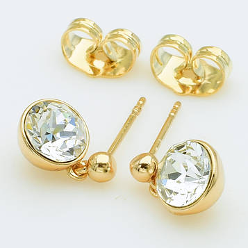 XUPING Сережки Позолота 18к Камені Swarovski, Висота 1.2см, Ширина 0.7см